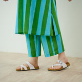 Verandah Striped Kurta Set - Sea Green