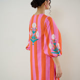 Verandah Striped Kurta Set - Orange