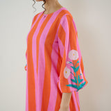 Verandah Striped Kurta Set - Orange