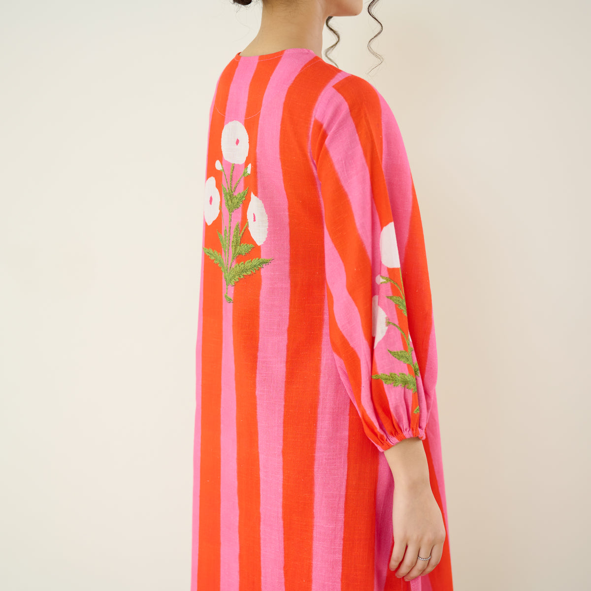 Verandah Striped Kurta Set - Hot Pink