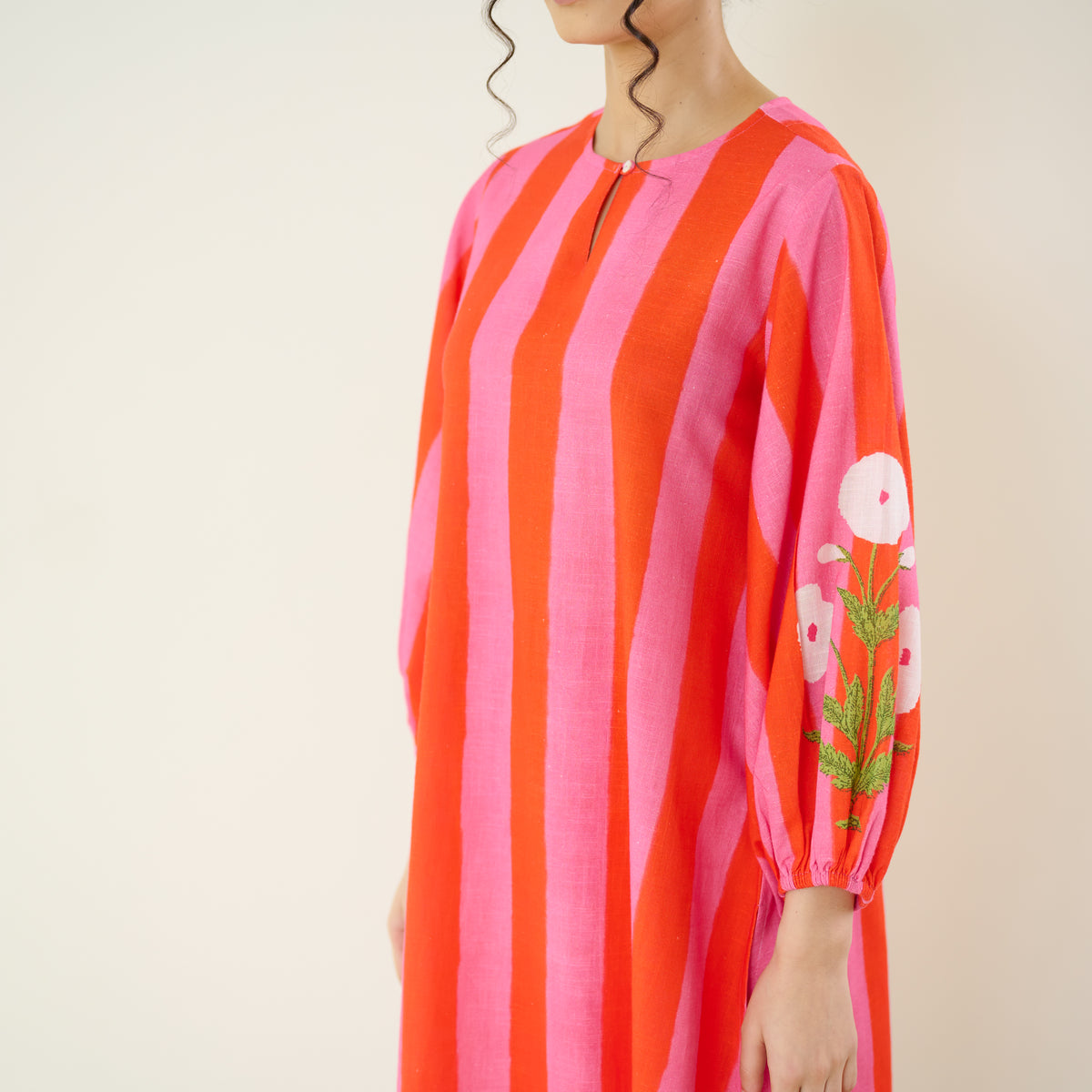 Verandah Striped Kurta Set - Hot Pink