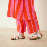 Verandah Striped Kurta Set - Hot Pink