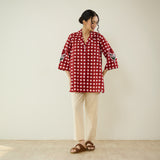 Orchid Checkered Patchwork Shirt - Cherry Red