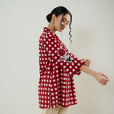 Orchid Checkered Patchwork Shirt - Cherry Red