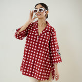 Orchid Checkered Patchwork Shirt - Cherry Red