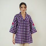 Orchid Checkered Patchwork Shirt - Violet