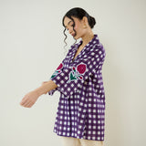 Orchid Checkered Patchwork Shirt - Violet