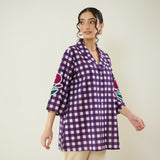 Orchid Checkered Patchwork Shirt - Violet