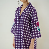 Orchid Checkered Patchwork Shirt - Violet
