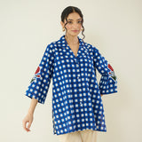 Orchid Checkered Patchwork Shirt - Classic Indigo