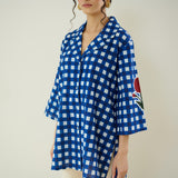 Orchid Checkered Patchwork Shirt - Classic Indigo