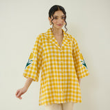 Orchid Checkered Patchwork Shirt - Mango Yellow