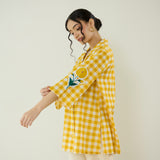 Orchid Checkered Patchwork Shirt - Mango Yellow