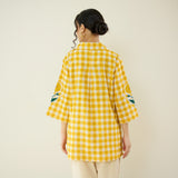 Orchid Checkered Patchwork Shirt - Mango Yellow