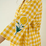 Orchid Checkered Patchwork Shirt - Mango Yellow
