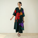 Hibiscus Slub Cotton Kurta Set - Emerald Green