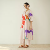 Hibiscus Slub Cotton Kurta Set - Off White