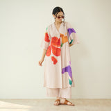 Hibiscus Slub Cotton Kurta Set - Off White
