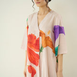 Hibiscus Slub Cotton Kurta Set - Off White