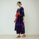 Hibiscus Slub Cotton Kurta Set - Violet