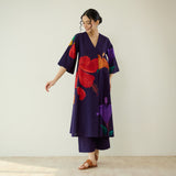 Hibiscus Slub Cotton Kurta Set - Violet