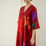 Hibiscus Slub Cotton Kurta Set - Cherry Red