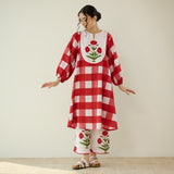 Old School Slub Cotton Kurta Set - Red