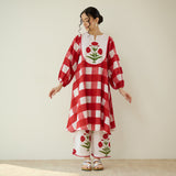 Old School Slub Cotton Kurta Set - Red