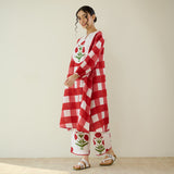 Old School Slub Cotton Kurta Set - Red
