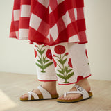 Old School Slub Cotton Kurta Set - Red