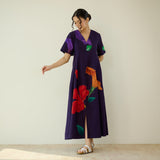 Hibiscus Bloom Cotton Maxi Dress - Violet