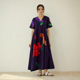 Hibiscus Bloom Cotton Maxi Dress - Violet