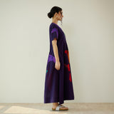 Hibiscus Bloom Cotton Maxi Dress - Violet