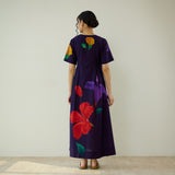 Hibiscus Bloom Cotton Maxi Dress - Violet