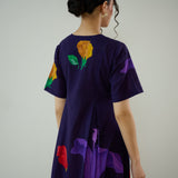 Hibiscus Bloom Cotton Maxi Dress - Violet