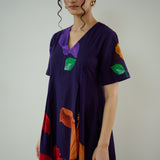 Hibiscus Bloom Cotton Maxi Dress - Violet