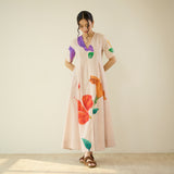 Hibiscus Bloom Cotton Maxi Dress - Off White