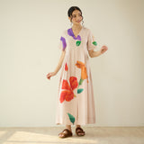 Hibiscus Bloom Cotton Maxi Dress - Off White
