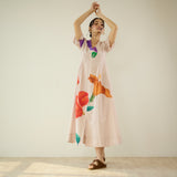 Hibiscus Bloom Cotton Maxi Dress - Off White