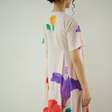 Hibiscus Bloom Cotton Maxi Dress - Off White