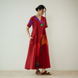 Hibiscus Bloom Cotton Maxi Dress - Classic Red