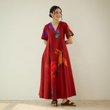 Hibiscus Bloom Cotton Maxi Dress - Classic Red