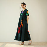 Hibiscus Bloom Cotton Maxi Dress - Emerald Green