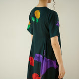 Hibiscus Bloom Cotton Maxi Dress - Emerald Green
