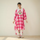 Old School Slub Cotton Kurta Set - Rose Pink