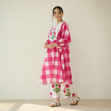 Old School Slub Cotton Kurta Set - Rose Pink