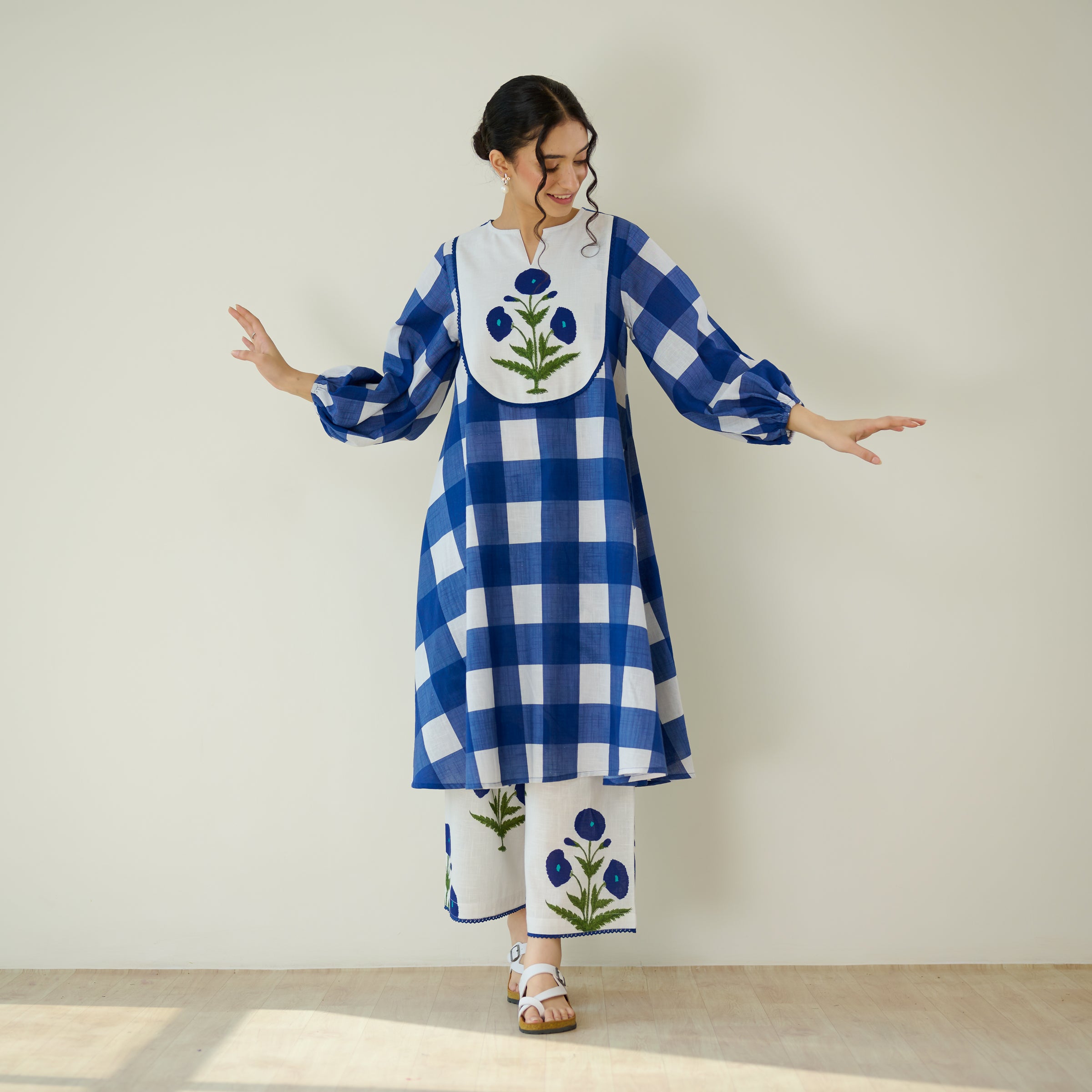 Old School Slub Cotton Kurta Set - Classic Indigo