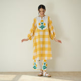 Old School Slub Cotton Kurta Set - Mango Yellow