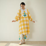 Old School Slub Cotton Kurta Set - Mango Yellow
