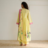 Zuhal Cotton Kurta Set with Mulmul Slip and Dupatta - Banana Yellow